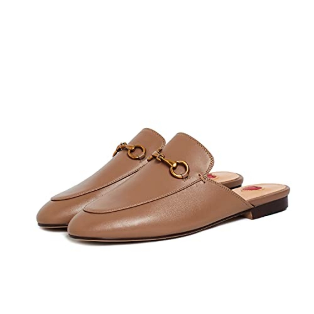 Vertundy Women's Mules Low Heel Flats Leather Slip On Backless Sandals For women